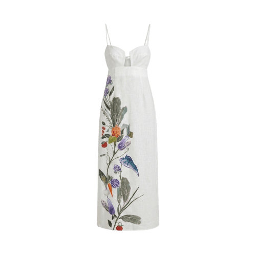 Vestido Cropped Alça Estampado Horta Tropical
