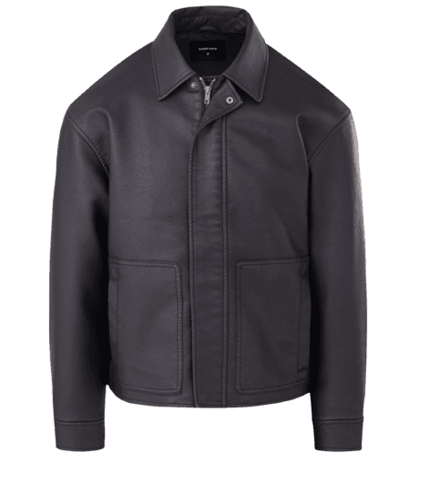 Jaqueta em PU com Efeito Lavado Preto