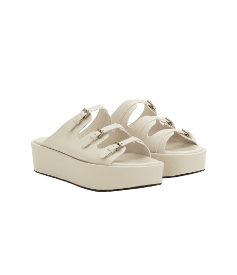 Sandália Faltform em PU com Mini Fivelas Off White