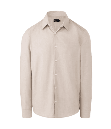 Camisa Regular Manga Longa Bege