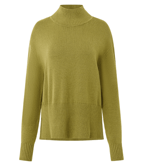 Blusa Alongada em Tricô com Gola Alta Verde