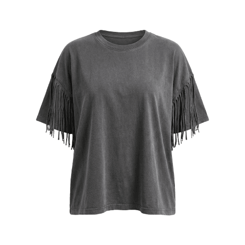 camiseta ampla com franjas