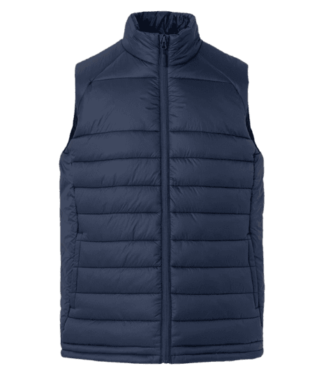 Colete Puffer Esportivo Com Gola Alta E Gomos Azul Marinho