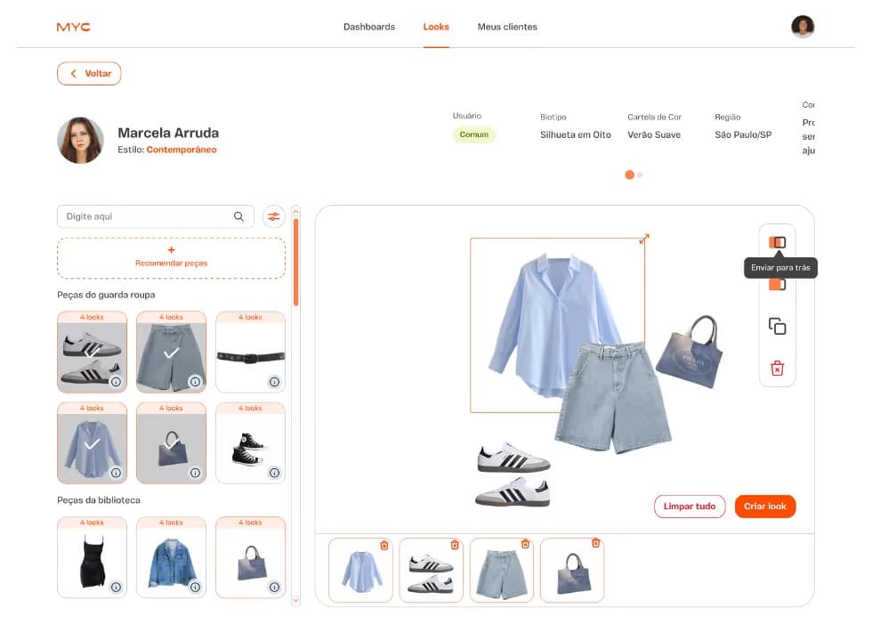 MYC Studio — ambiente de criação de looks